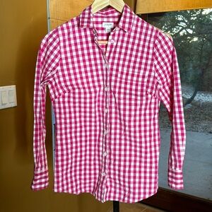 J. Crew Button Down Shirt Pink Gingham Size XXS Oversized